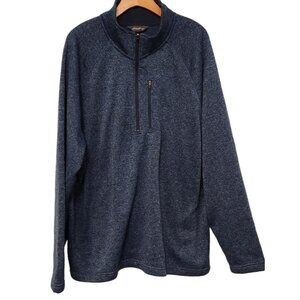 Eddie Bauer Sweater 1/4 Zip Fleece Heathered Navy Blue Mens Size XXL 2XL EUC